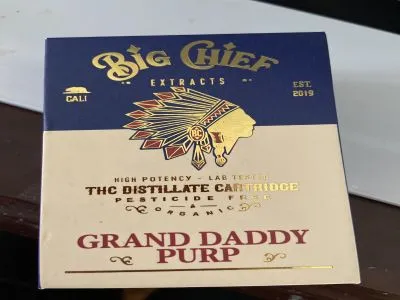 Thc Cartridge 1 GRAM - Big Chief - GRANDADDY PURPLE (INDICA) 